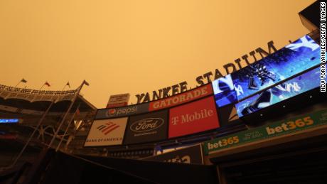 There were hazy conditions at Yankee Stadium on Wednesday. 