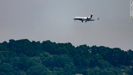 An FBI-operated plane carrying Joran van der Sloot arrives at the Birmingham International Airport, Thursday, June 8, 2023, in Birmingham, Alabama.