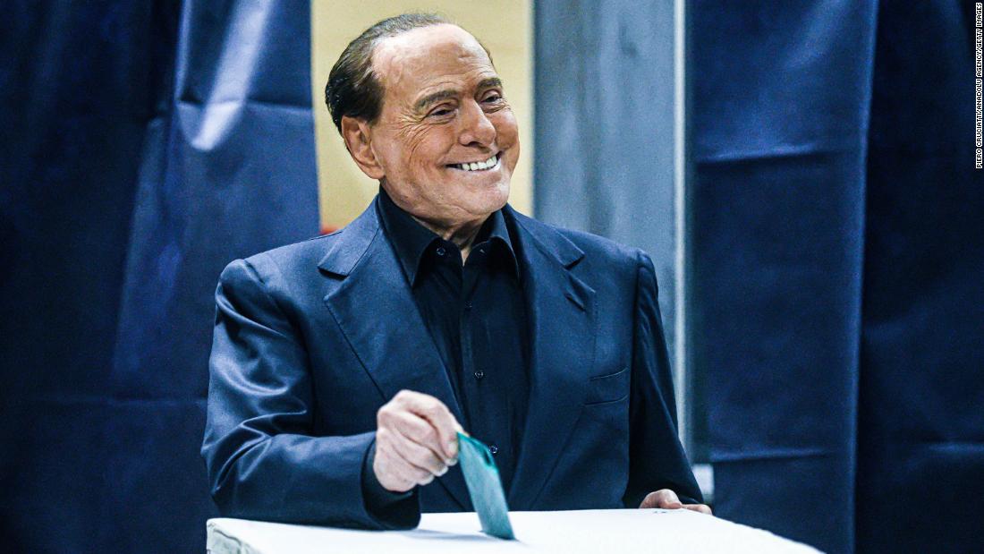 Berlusconi casts his vote during the Lombardy regional elections in Milan on February 12.
