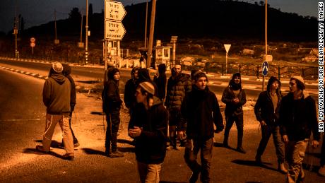 Settlers try to block Tapuach junction on Route 60, the main north-south road in the West Bank that runs through Huwara.