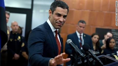 City of Miami Mayor Francis Suarez speaks to the media at the Miami Police Department about former President Donald Trump&#39;s appearance at the Wilkie D. Ferguson Jr. United States Federal Courthouse on June 12, in Miami, Florida.