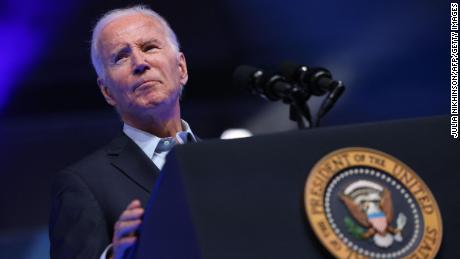 US President Joe Biden delivers remarks during a political rally hosted by union members, at the Pennsylvania Convention Center in Philadelphia, Pennsylvania, on June 17, 2023. 