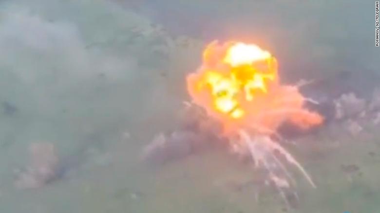 Russia claims it blew up a tank full of explosives. See the video