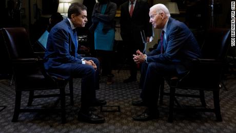 President Joe Biden speaks with CNN&#39;s Fareed Zakaria during a televised interview inside the Roosevelt Room at the White House in Washington, on Friday, July 7, 2023. 