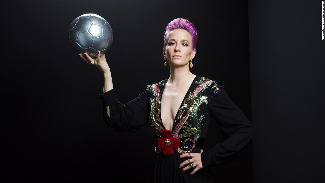 Rapinoe poses for a portrait before The Best FIFA Football Awards in Milan, Italy, in 2019. During the ceremony she was recognized as the best women&#39;s player that year.