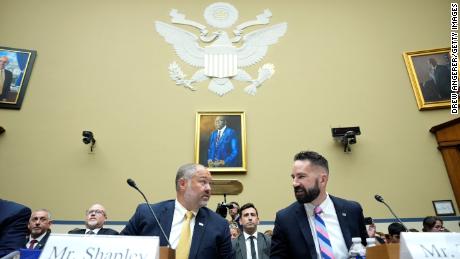 Supervisory IRS Special Agent Gary Shapley and IRS Criminal Investigator Joseph Ziegler arrive for a House Oversight Committee hearing related to the Justice Department&#39;s investigation of Hunter Biden, on Capitol Hill July 19, 2023 in Washington, DC. 
