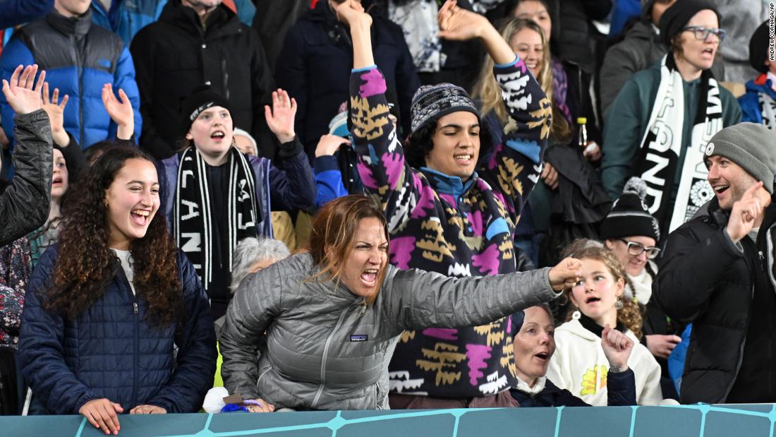 New Zealand fans react during the match against Norway, which was played in Auckland, New Zealand.