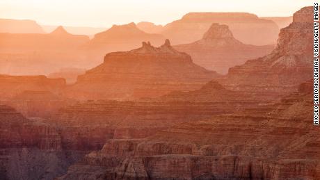 A dramatic sunset over the Grand Canyon.