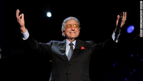 Singer Tony Bennett performs onstage at the 2012 MusiCares Person of the Year Tribute to Paul McCartney held at the Los Angeles Convention Center on February 10, 2012 in Los Angeles, California. 