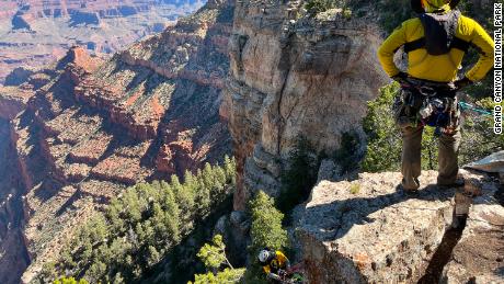Emergency Services Coordinator James Thompson observes and directs operations during a search and rescue training exercise at the Grand Canyon.
