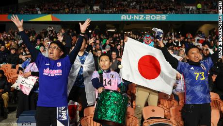 Japan fans show their support prior to their team&#39;s opening Women&#39;s World Cup match against Zambia.