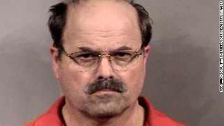 SEDGWICK COUNTY, KS - FEBRUARY 27:  In this handout image provided by the Sedgwick County Sheriff&#39;s office, BTK murder suspect Dennis Rader stands for a mug shot released February 27, 2005 in Sedgwick County, Kansas. Rader is the suspect whom police have arrested on suspicion of first-degree murder in connection with the 10 deaths now tied to the serial killer known as BTK.  (Photo by Sedgwick County Sheriff&#39;s Office via Getty Images)