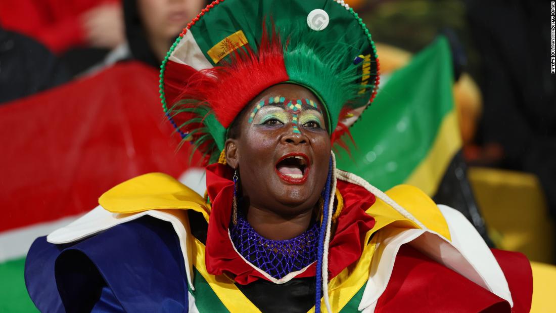 A South Africa fan shows support during the match.
