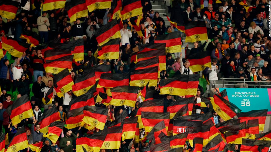Germany fans celebrate as their team gets off to a great start.