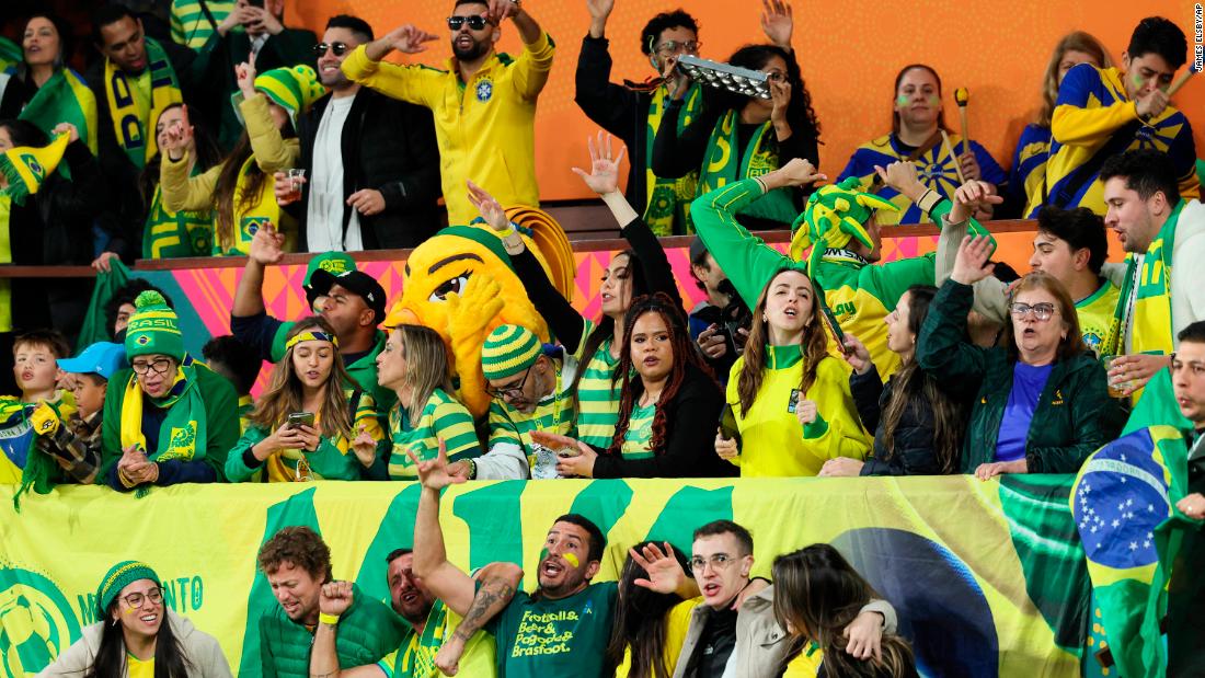 Brazilian fans watch the match against Panama, which was held in Adelaide, Australia.
