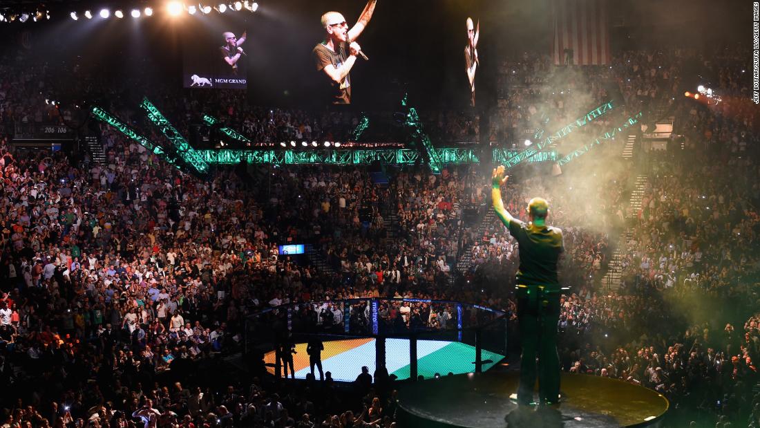 O&#39;Connor sings at a UFC event in Las Vegas in 2015. She performed the walkout song for Irish star Conor McGregor.