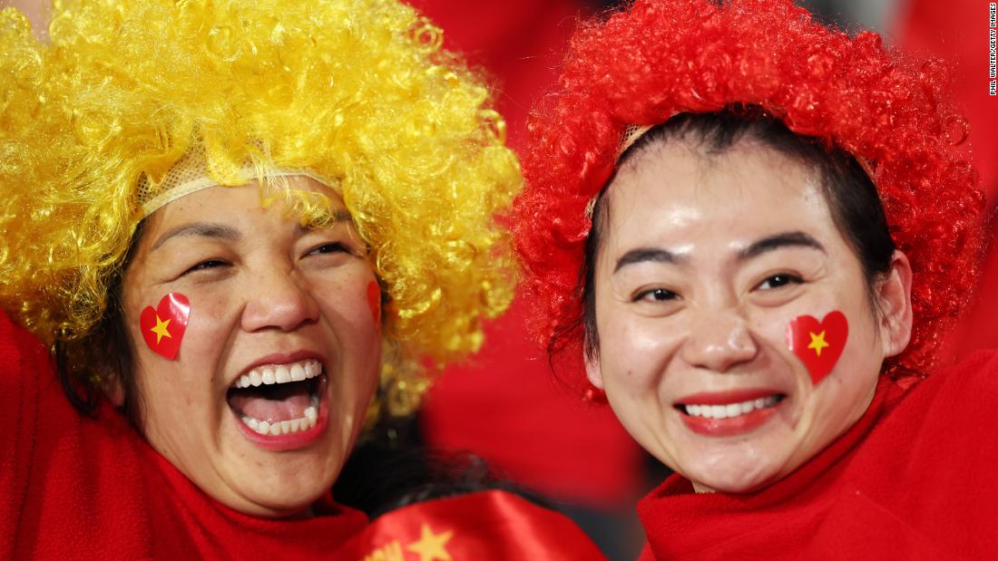 Vietnam fans show their support before the Portugal match.