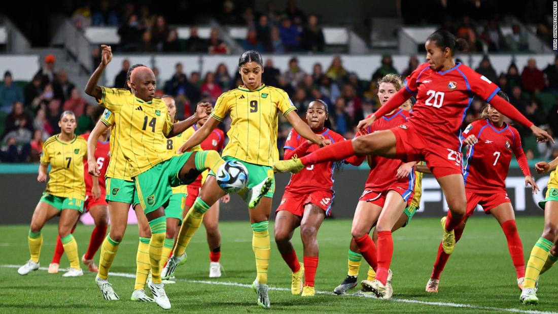 Panama&#39;s Aldrith Quintero, right, reaches for the ball in front of Jamaica&#39;s Deneisha Blackwood and Kameron Simmonds on July 29. &lt;a href=&quot;https://www.cnn.com/2023/07/29/football/jamaica-panama-womens-world-cup-2023-spt-intl/index.html&quot; target=&quot;_blank&quot;&gt;Jamaica won 1-0&lt;/a&gt;. It was Jamaica&#39;s first-ever win at a Women&#39;s World Cup.