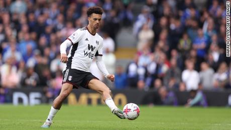 UK-born US national team defender Antonee Robinson in action for Fulham in the Premier League on May 8, 2023.