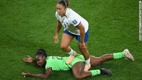 The Lionesses were reduced to 10 players after Lauren James was sent off.