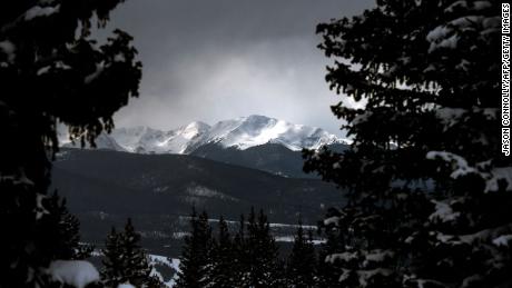 Snow-covered peaks near the headwaters of the Colorado River outside Winter Park, Colorado, in March.