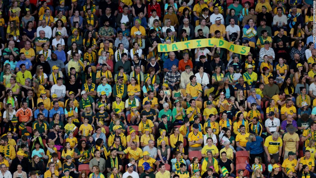 Australia fans show their support at Brisbane Stadium.