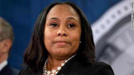 Fulton County District Attorney Fani Willis speaks during a news conference at the Fulton County Government building on August 14, 2023 in Atlanta, Georgia. 