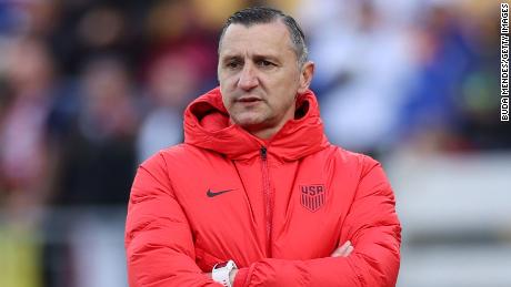 Former US women&#39;s head coach Vlatko Andonovski looks on during the FIFA Women&#39;s World Cup match between the US and the Netherlands on July 27 in Wellington, New Zealand.