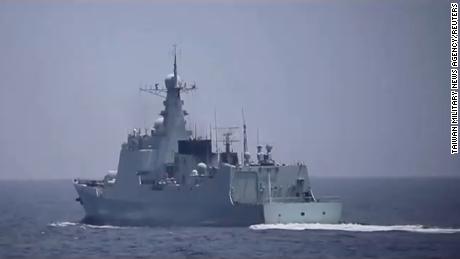 A still from a video released by Taiwan showing its navy, army and air force in action. It released the video as China announced it was holding drills around the island. 