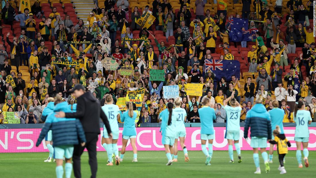 Australia fans in Brisbane show their support for their team following the loss to Sweden.