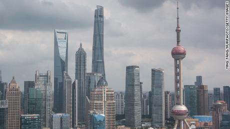 A skyline of Shanghai, China&#39;s financial capital, captured on August 7