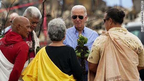 President Joe Biden participates in a blessing ceremony with the Lahaina elders at Moku&#39;ula.