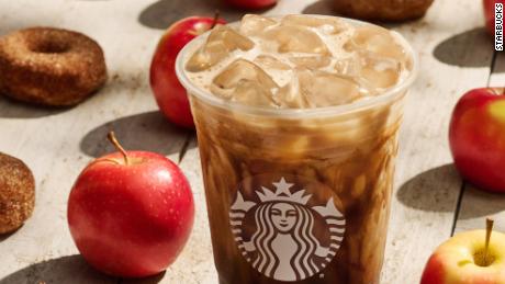 Starbucks&#39; Iced Apple Crisp Oat Milk Shaken Espresso, new on the menu this year.