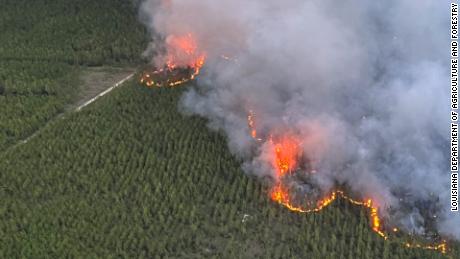 Wildfires in Beauregard Parish, Louisiana, forced evacuations Thursday.