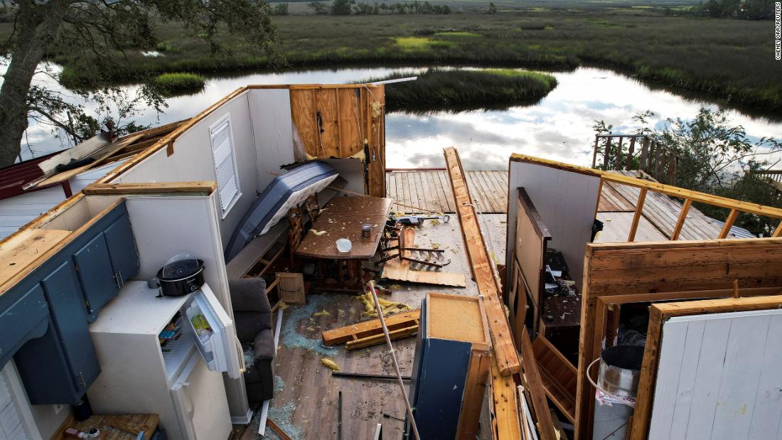 Wreckage of a home is seen in Keaton Beach, Florida, on August 31.