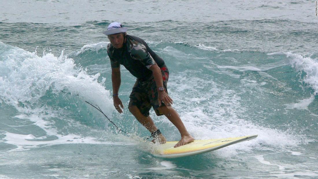Buffett surfs in St. Barts in 2007.