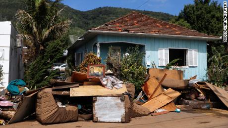 Residents&#39; belongings are seen amid a clean-up of a flooded area in Mucum, Rio Grande do Sul, Brazil, September 6, 2023.