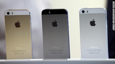 The new iPhone 5S is displayed during an Apple product announcement at the Apple campus on September 10, 2013 in Cupertino, California. 