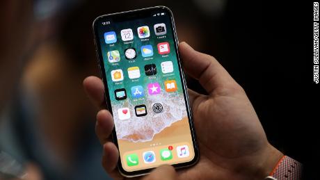 The new iPhone X is displayed during an Apple special event at the Steve Jobs Theater on the Apple Park campus on September 12, 2017 in Cupertino, California. 