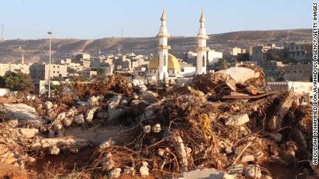 A view of devastation in disaster zones after the floods caused by the Storm Daniel ravaged the region in Derna, Libya on Tuesday. 