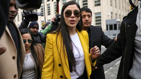 Emma Coronel Aispuro, the wife of Joaquin Guzman, the Mexican drug lord known as &quot;El Chapo&quot;, exits the Brooklyn Federal Courthouse on February 11, 2019.