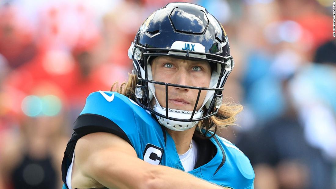 Jacksonville Jaguars quarterback Trevor Lawrence throws a pass during the first quarter against the Kansas City Chiefs at TIAA Bank Field on September 17. Lawrence threw for 216 yards during Jacksonville&#39;s 17-9 loss to Kansas City.