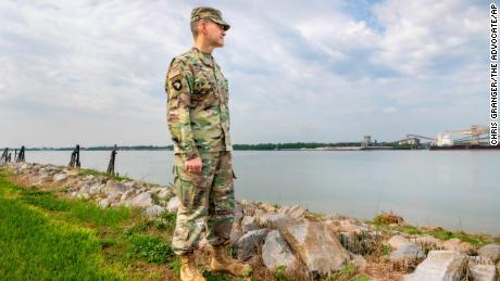Colonel Cullen Jones, commander and district engineer for New Orleans District US Army Corps of Engineers, meets with the media to talk about the low river concerns in the Mississippi River on September 15.