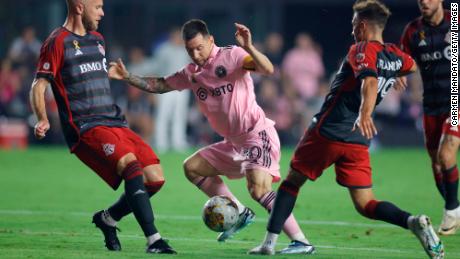 Inter Miami superstar Lionel Messi during the first half of Wednesday&#39;s match against Toronto FC at DRV PNK Stadium in Fort Lauderdale, Florida. 