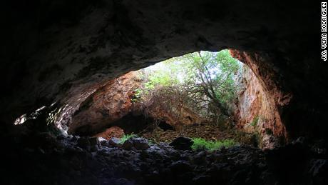A view of the Cueva de los Marmoles in southern Spain from the inside.