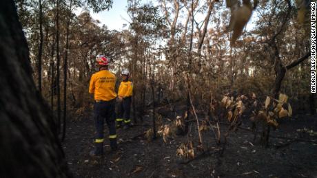 New South Wales Rural Fire Service volunteers after a hazard reduction burn, on September 15, 2023. Australian firefighters are preparing what could be the fiercest fire season since the monster &quot;Black Summer&quot; blazes of 2019-2020. 