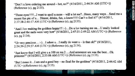 Text messages sent by Glenn Sulmasy to Coast Guard cadet in 2011.