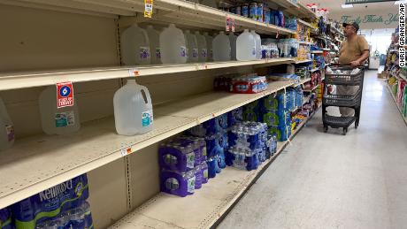 Shelves of bottled water were far from full Friday at Fremin&#39;s Food Market in Port Sulphur, Louisiana, as concerns grow over drinking water due to salt water intrusion.