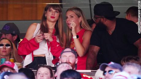 Taylor Swift at GEHA Field at Arrowhead Stadium on Sunday attending the Kansas City Chiefs game. 