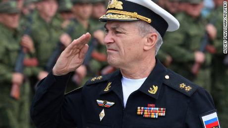 Commander of the Russian Black Sea Fleet Vice-Admiral Viktor Sokolov during a send-off ceremony in Sevastopol, Crimea on September 27, 2022. 
